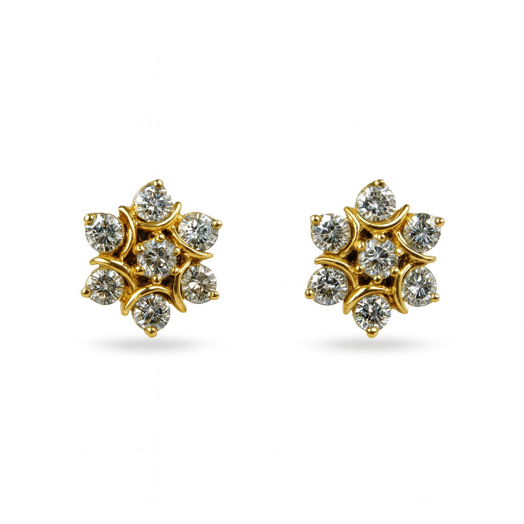 Beautiful 18 Kt Gold  Natural Diamond Earing
